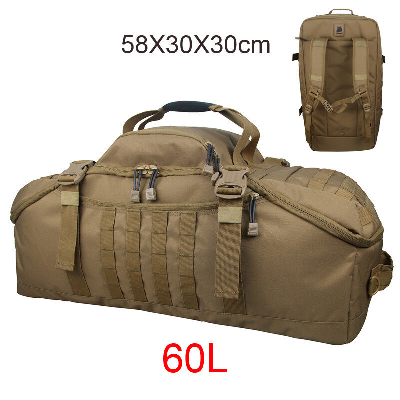 60L TAN-Gym Laukut Fitness Retkeily Retkeily Laukut Vaellusmatka Vedenpitävä Metsästyskassi Assault Military Outdoor Reppu Reppu Tactical Reppu hinta ja tiedot | Tietokonelaukut | hobbyhall.fi