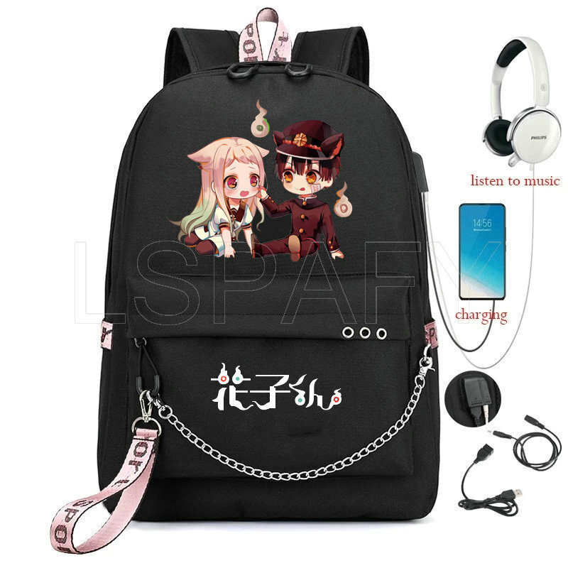 03-Anime WC-sidottu Hanako Kapasiteetti Reppu Naiset Miesten Kannettava Reput Oxford Koululaukut Teinit College Student Mochilas hinta ja tiedot | Tietokonelaukut | hobbyhall.fi