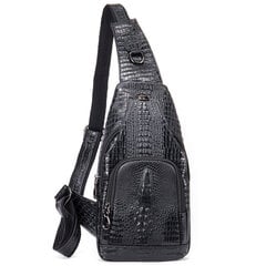 9076-musta- Nahkainen kantolaukku Anti-Thief Crossbody henkilökohtainen taskulaukku Rintalaukku retkeilyyn Croco Design Laukut hinta ja tiedot | Tietokonelaukut | hobbyhall.fi