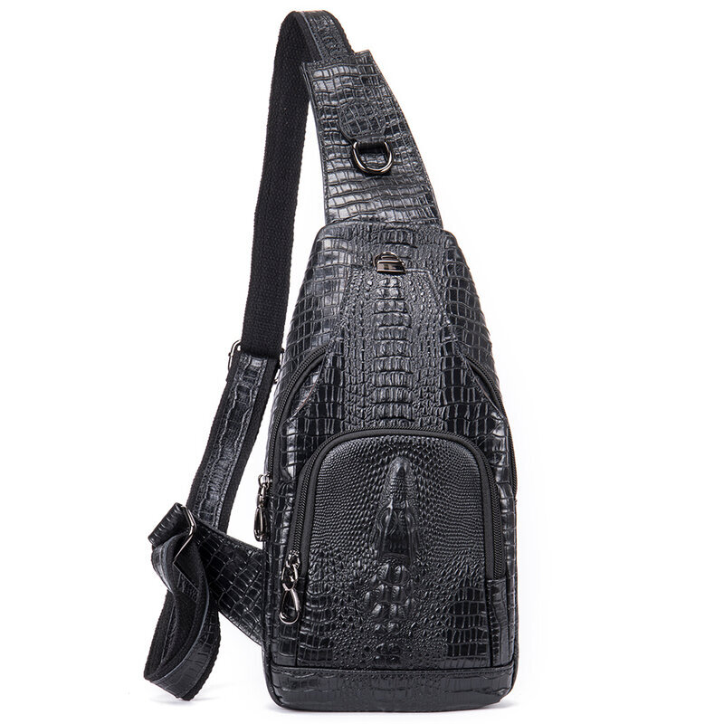 9076-musta- Nahkainen kantolaukku Anti-Thief Crossbody henkilökohtainen taskulaukku Rintalaukku retkeilyyn Croco Design Laukut hinta ja tiedot | Tietokonelaukut | hobbyhall.fi