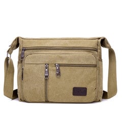 Khaki-Mens Casual Canvas Messenger Bag Business Travel Olkalaukut Miesten Kannettava Vapaa-ajan Laukut Käsilaukut Postimies Miesten Bolsa Masculina hinta ja tiedot | Tietokonelaukut | hobbyhall.fi