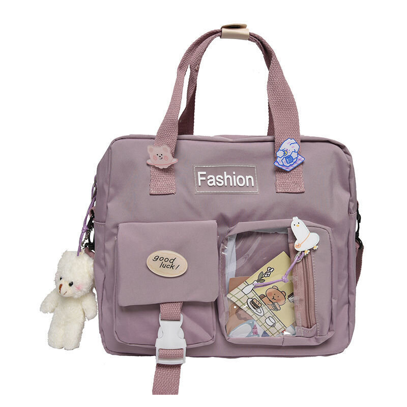 Purppura-Harajuku Söpö vedenpitävä kangaskassi Naisten Messenger Bag Opiskelijaluokan koululaukut Ins Reppu Suuri kapasiteetti olkalaukku hinta ja tiedot | Tietokonelaukut | hobbyhall.fi