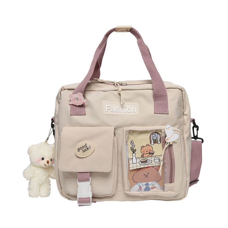 Päivitetty beige-Harajuku Söpö vedenpitävä kangaskassi Naisten Messenger Laukku Opiskelijaluokan koululaukut Ins Reppu Suuri tilavuus olkalaukku hinta ja tiedot | Tietokonelaukut | hobbyhall.fi