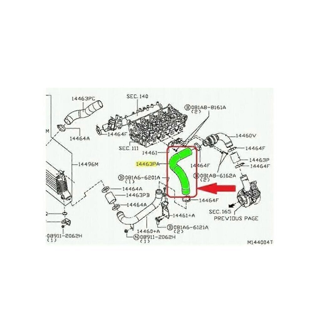 Vaihtovälijäähdyttimen Putki, Turboletku, Yhteensopiva Navara Np300 D22 D40 2.5 14463Eb71a 14463Ec01a Autotarvikkeiden Kanssa hinta ja tiedot | Moottorin varaosat | hobbyhall.fi