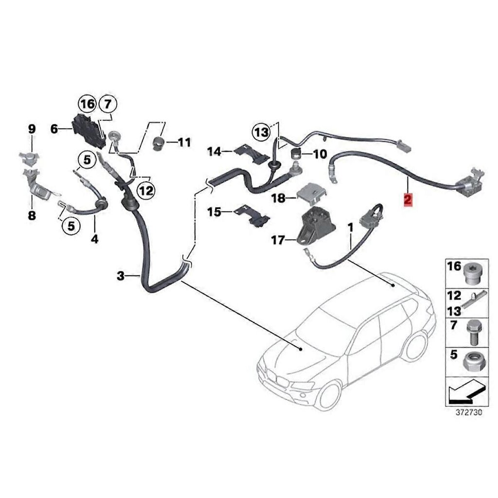 Vaihtoauton Positiivinen Akkukaapeli 61129225099 Yhteensopiva X3 X4 F25 F26 2009-2017 Akkujohdon Suojajohdon Kanssa Ca Autotarvikkeet hinta ja tiedot | Moottorin varaosat | hobbyhall.fi