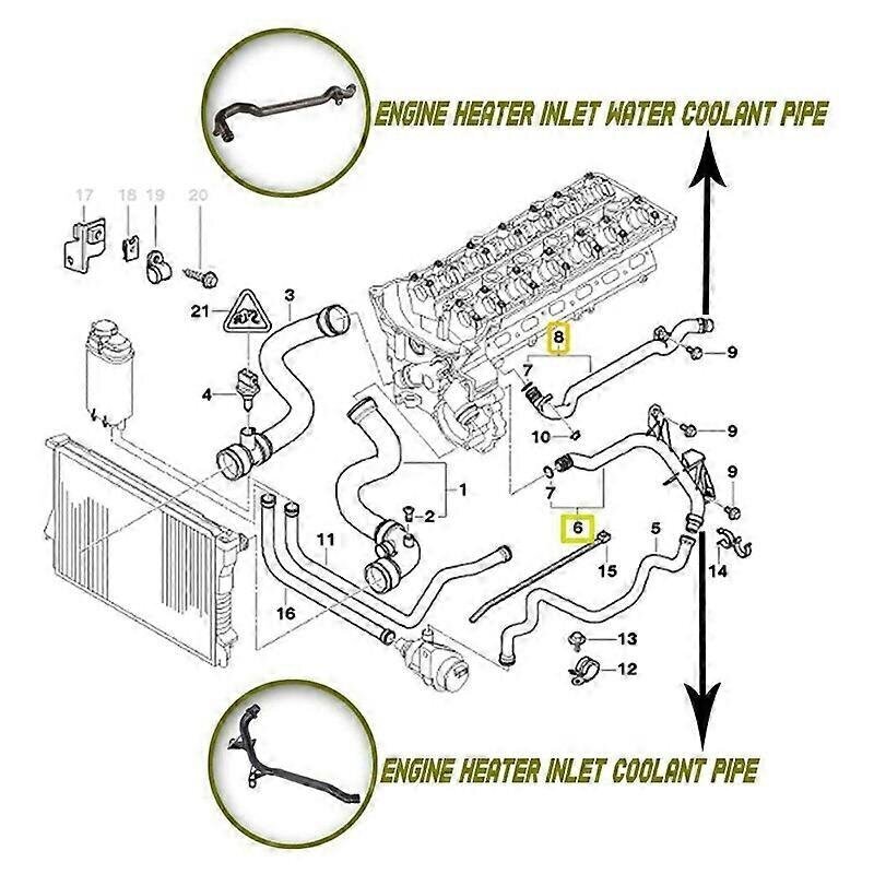 Vaihto 2 Kpl Moottorin Lämmittimen Tulovesijäähdytysnesteputki Yhteensopiva - E39 E46 11531705210 11537502525 Autotarvikkeet hinta ja tiedot | Moottorin varaosat | hobbyhall.fi