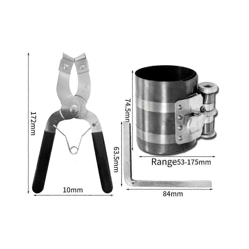 Vaihto 1 Sarja Moottorin Männänrengas Jarrusatula Kompressori Räikäpihdit 53Mm -175Mm Työkaluasentaja Laajennus Remo Autotarvikkeet hinta ja tiedot | Moottorin varaosat | hobbyhall.fi