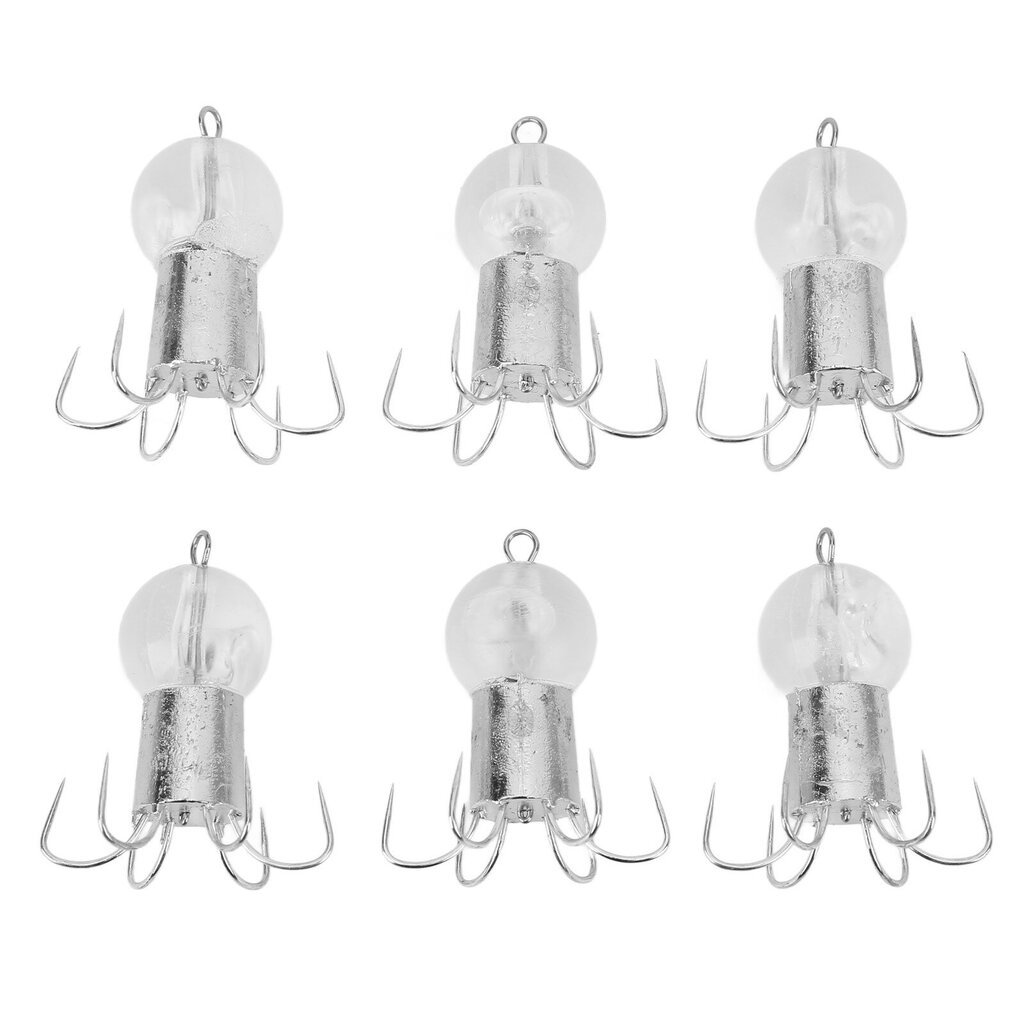 6 kpl Squid Hook 6 Neulaa ruostumatonta terästä Lifelike Squid False syöttikoukku merikalastukseen Vaalea valkoinen hinta ja tiedot | Ongenkoukut | hobbyhall.fi