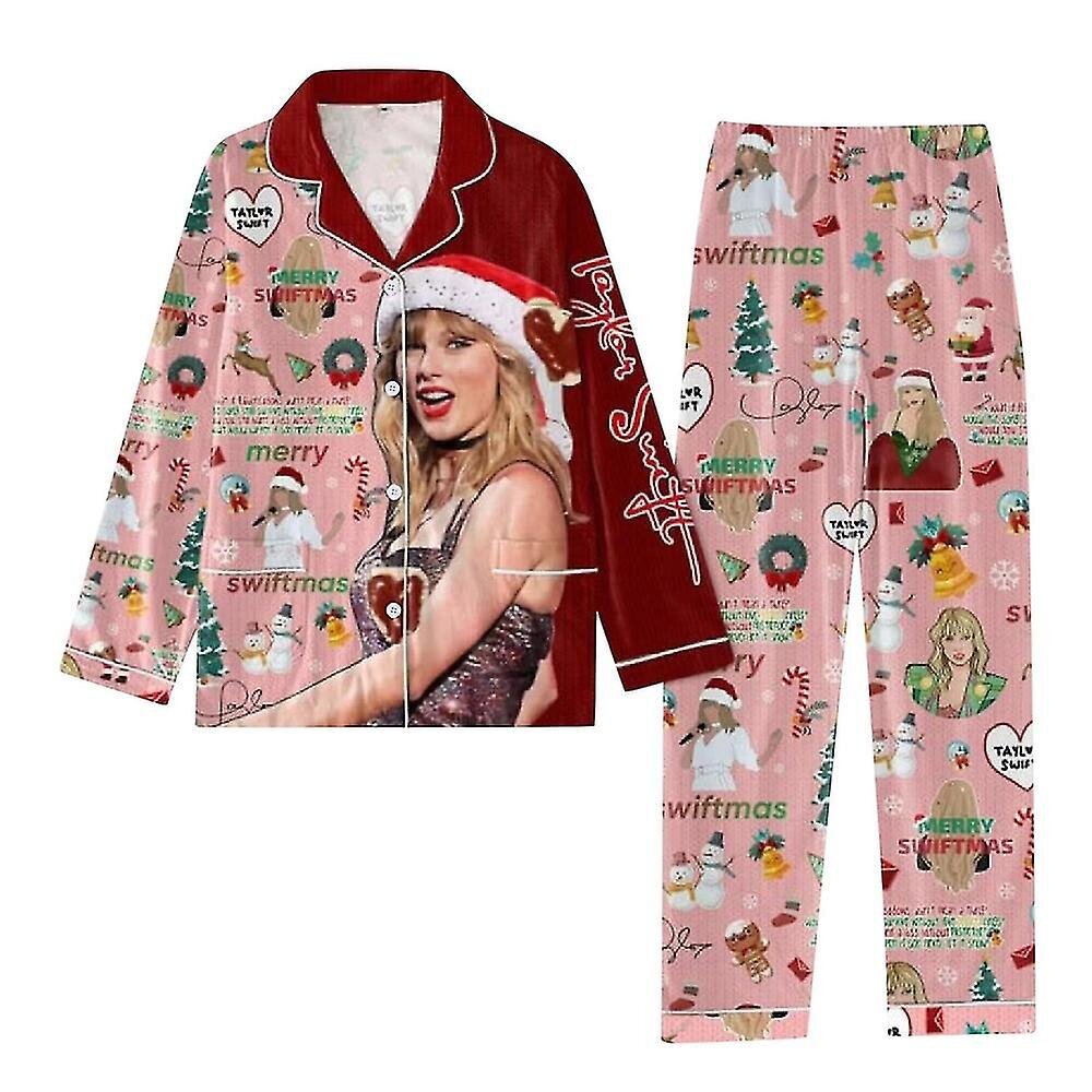 Taylor Swift joulupyjama, naisten 1989 paita ja housut pyjama sarjaa, napitettu loungewear joulu unipuvut yövaatteet - 2 hinta ja tiedot | Yöasut ja pyjamat | hobbyhall.fi