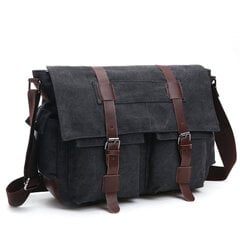 musta iso-Supermodern Vintage Messenger Bag Armeijan kangaslaukku Vapaa-ajan matkalaukku Crossbody olkalaukku hinta ja tiedot | Tietokonelaukut | hobbyhall.fi