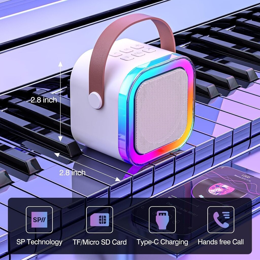 Minikaraokelaite lapsille aikuisille kahdella langattomalla mikrofonilla ja LED-värivalolla hinta ja tiedot | Kaiuttimet | hobbyhall.fi