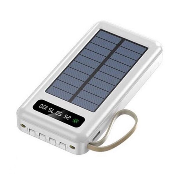 Solar Power Bank Kannettava laturi 13000Mah/20000Mah Suuri kapasiteetti Sisäänrakennettu 5 lähtöä ja 3 tuloa Kaapeli ja taskulamppu yhteensopiva kaikkien älypuhelimien ja USB-laitteiden kanssa 20000Mah-White hinta ja tiedot | Puhelimen lisätarvikkeet | hobbyhall.fi