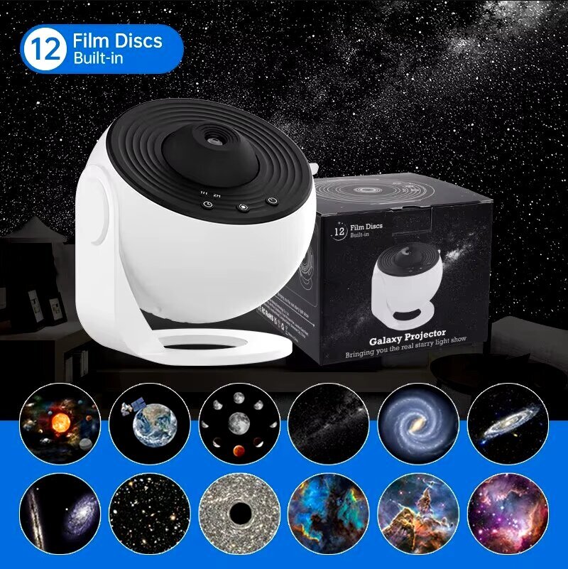 Galaxy projektori Night Light Star projektori valoprojektori makuuhuoneeseen 13 elokuvalevyt Planetarium projektori lapsille hinta ja tiedot | Lastenhuoneen valaisimet | hobbyhall.fi