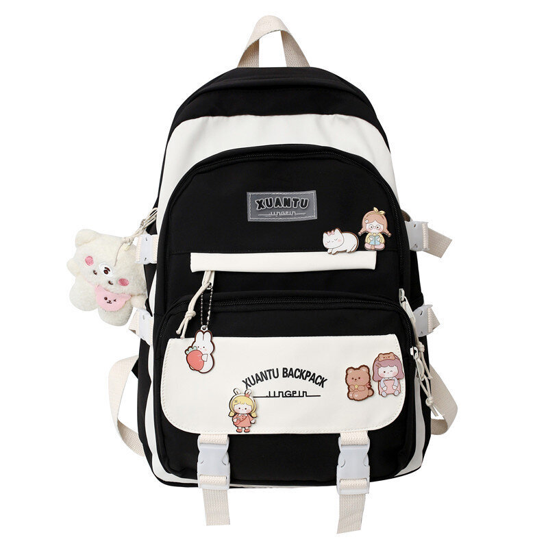 musta reppu Riipuksella-Harajuku Uusi High School Girls Reppu Olkalaukut Multi Taskut Vedenpitävä Koululaukku Teinityttöjen Kawaii Reppu Mochila hinta ja tiedot | Tietokonelaukut | hobbyhall.fi