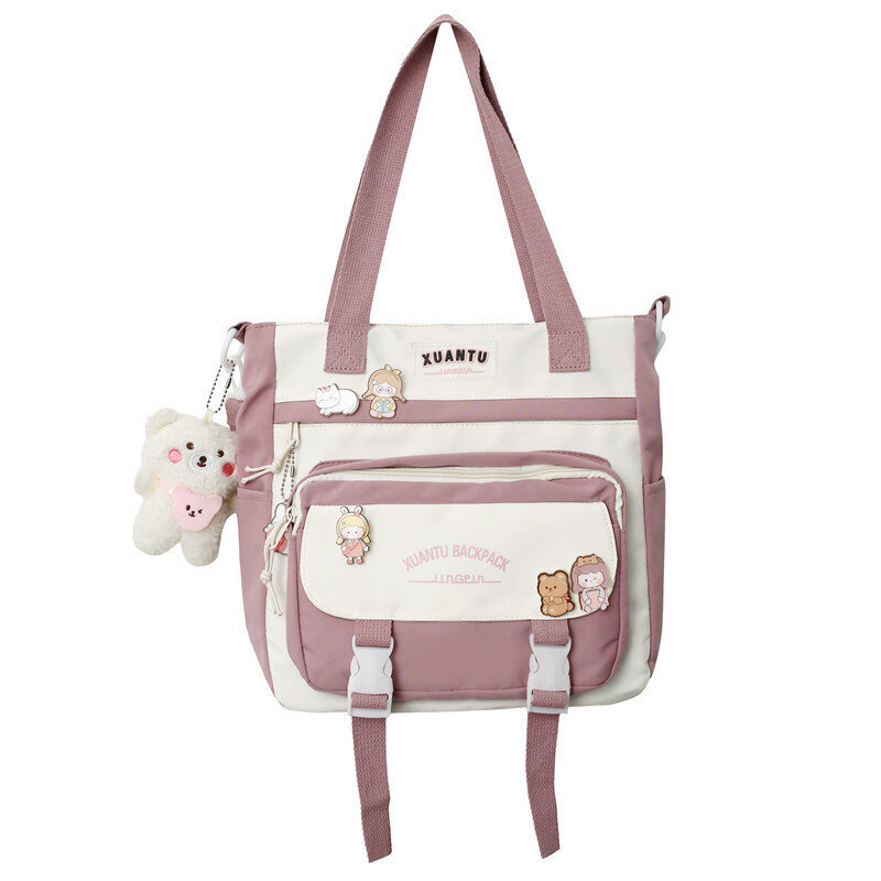 vaaleanpunainen olkalaukkuEi riipus-Harajuku Uusi High School Girls Reppu Olkalaukut Multi Pockets Vedenpitävä Koululaukku Teinityttöjen Kawaii Reppu Mochila hinta ja tiedot | Tietokonelaukut | hobbyhall.fi