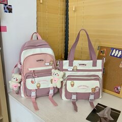 pinkki setti laukkuEi riipus-Harajuku Uusi High School Girls Reppu Olkalaukut Multi Taskut Vedenpitävä Koululaukku Teinitytöille Kawaii Reppu Mochila hinta ja tiedot | Tietokonelaukut | hobbyhall.fi