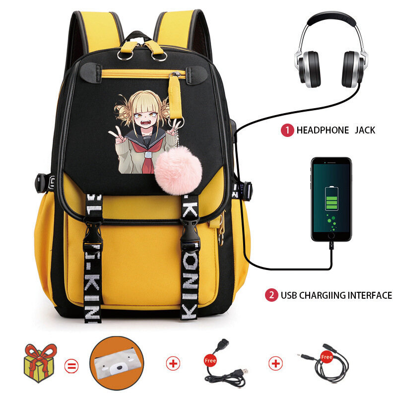 Keltainen 221 tuuman animereppu My Hero Academia Toga Himiko Kawaii koululaukku tyttöjen poikien manga sarjakuva isokokoiset kirjalaukut teini-ikäisille hinta ja tiedot | Tietokonelaukut | hobbyhall.fi