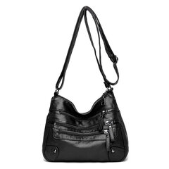 black1-Naisten pehmeät nahkaiset olkalaukut Monikerroksinen vintage Crossbody Bag Suunnittelija Naisten käsilaukku ja kukkaro hinta ja tiedot | Tietokonelaukut | hobbyhall.fi