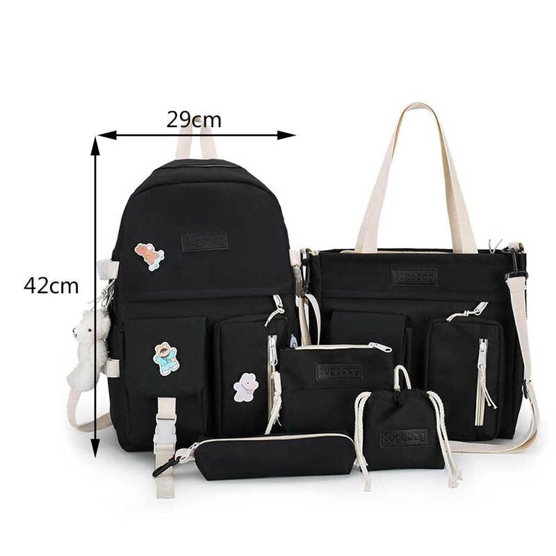 5kpl musta-japanilainen lukiotyttöjen reppu Koululaukut Kawaii Cute Mochila Multi Pockets -reput teini-ikäisille tytöille kirjalaukut opiskelijoille hinta ja tiedot | Tietokonelaukut | hobbyhall.fi