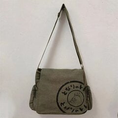 Army Green-Totoro Messenger Bag naisille Suunnittelija Opiskelijakoulu Käsilaukku Nainen Suuri tilavuus Kangaskassit Olkapää Crossbody Nainen Sarjakuva hinta ja tiedot | Tietokonelaukut | hobbyhall.fi