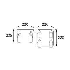 Seinä- ja kattovalaisin LOFTA GU10 4D MUSTA 205x220x220x220xmm hinta ja tiedot | Upotettavat valaisimet ja LED-valaisimet | hobbyhall.fi