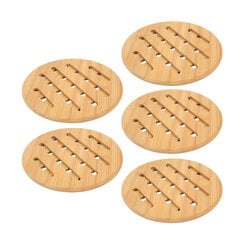 kpl Bamboo Hot Pad Pöytämatto Bamboo Trivet Pot Mat Lämmönkestävyys lämpimille astioille Patakulho Teekannu Pyöreä 18cm hinta ja tiedot | Retkiastiat | hobbyhall.fi