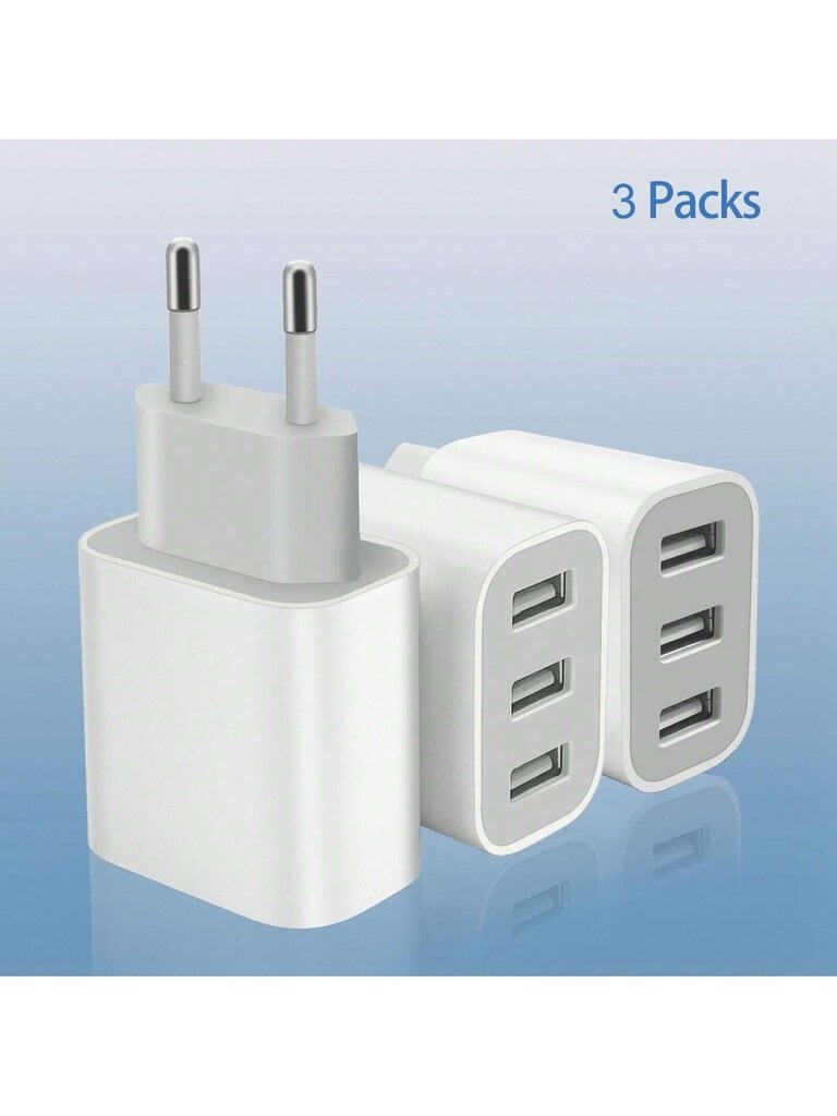 1/2/3 pakkausta USB-seinälaturille, laturisovittimelle, 3-porttiselle pikalaturipistokkeelle, joka on yhteensopiva iPhonen 14 13 12 11 Pro Max 10 SE X XS 8 Plus kanssa. Yhteensopiva Samsung Galaxy S22 S21 S20 Power Blockin pikalatauslaatikon kanssa hinta ja tiedot | Kaapelit ja adapterit | hobbyhall.fi