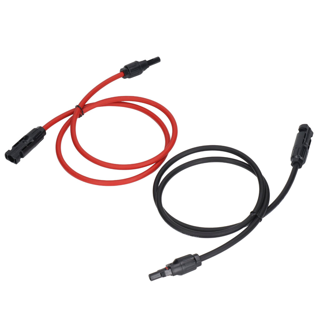 2 kpl aurinkopaneelin jatkokaapeli 10AWG 6mm2 aurinkopaneelin jatkokaapeli Nimellisjännite 1000V DC Punainen Musta 1m / 3,3ft hinta ja tiedot | Vuorikiipeilyvarusteet | hobbyhall.fi