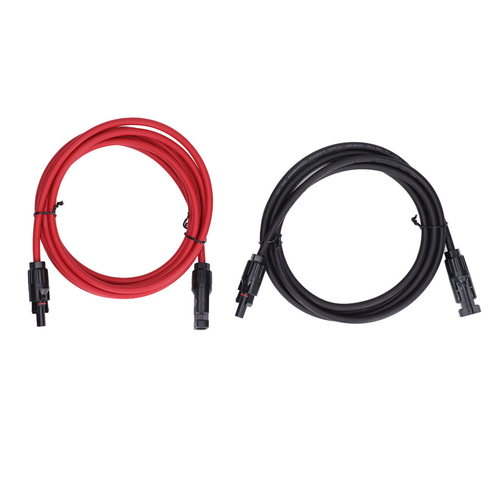 2 kpl aurinkopaneelin jatkokaapeli 10AWG 6mm2 aurinkopaneelin jatkokaapeli Nimellisjännite 1000V DC Punainen Musta 3 m / 9.8ft hinta ja tiedot | Vuorikiipeilyvarusteet | hobbyhall.fi