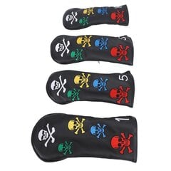 4 kpl Skull Golfmailan päänsuojukset Golfmailan päänsuojukset Värikäs Skeleton Putter Cover for Woods Irons Black hinta ja tiedot | Golf | hobbyhall.fi