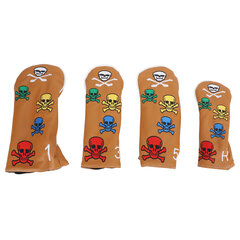 4 kpl Skull Golfmailan päänsuojukset Golfmailan päänsuojukset Värikäs Skeleton Putter Cover for Woods Irons Ruskeankeltainen hinta ja tiedot | Golf | hobbyhall.fi