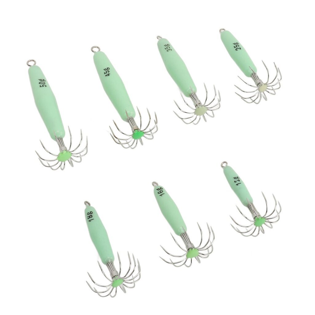 7 kpl Luminous Squid Jig 12 koukkua ruostumatonta terästä Helposti puhdistettava Glow Squid Jigs syöttisarja kalastukseen hinta ja tiedot | Ongenkoukut | hobbyhall.fi