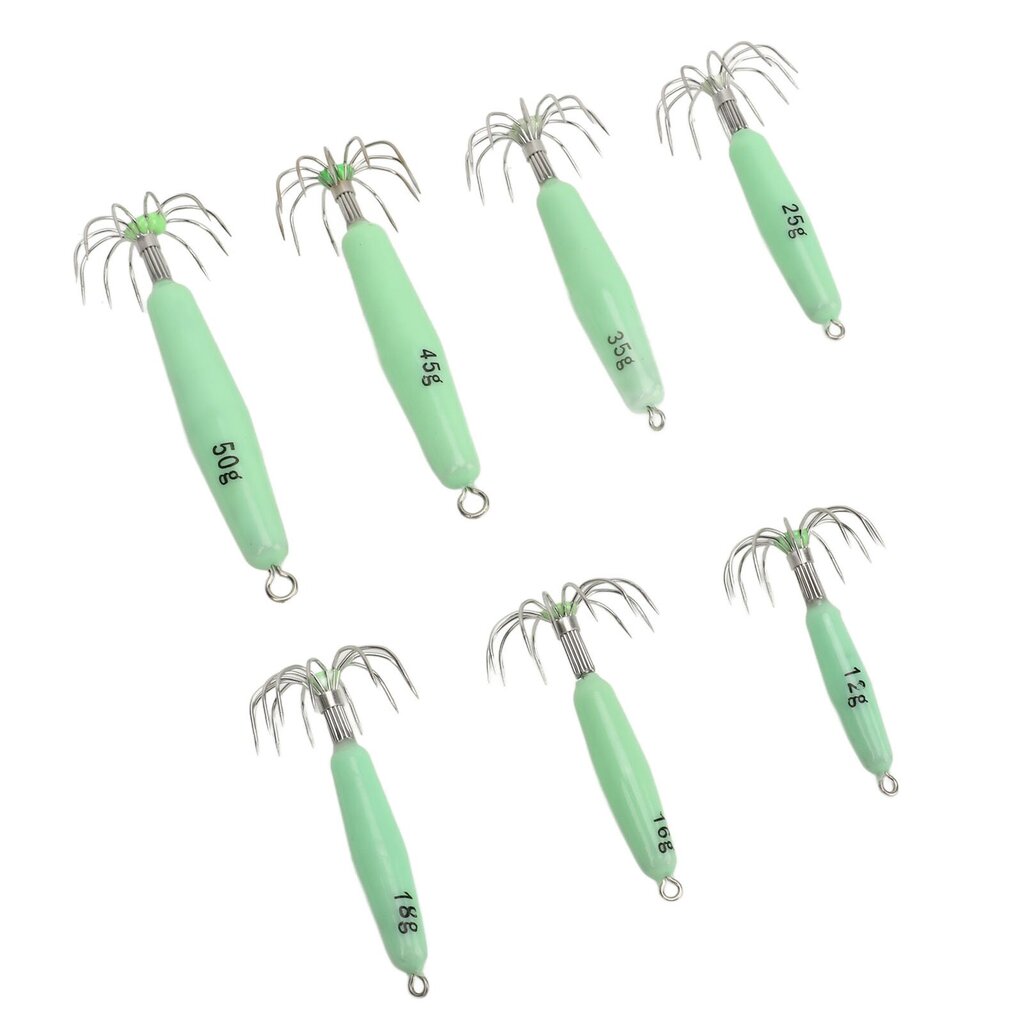 7 kpl Luminous Squid Jig 12 koukkua ruostumatonta terästä Helposti puhdistettava Glow Squid Jigs syöttisarja kalastukseen hinta ja tiedot | Ongenkoukut | hobbyhall.fi