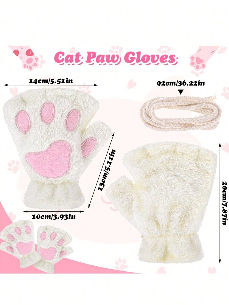 1 kpl Halloween Cat Claw käsineet, söpöt sarjakuvakissasormettomat hanskat naisille, paksut pehmokäsineet, puolisormikäsineet, talvi-moniväriset hinta ja tiedot | Pehmolelut | hobbyhall.fi