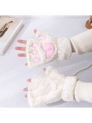 Suloiset 1kpl Cat Claw & Bear Paw Design Sormettomat hansikkaat tytöille, Talven lämpimät Pehmopaksutetut puolisormen lapaset Halloween-valkoiset hinta ja tiedot | Pehmolelut | hobbyhall.fi