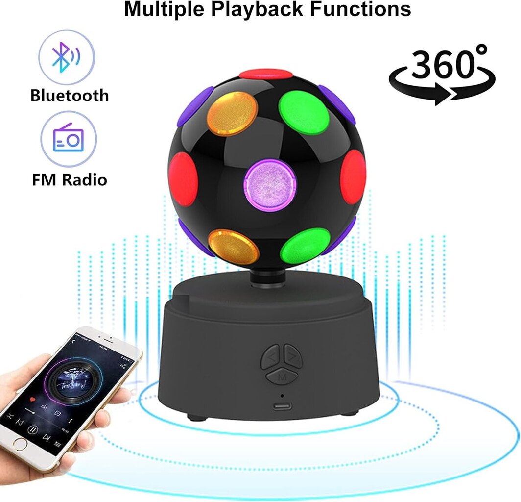 Kannettava Bluetooth-kaiutin Mini BT5.0 Langaton kaiutin juhlavalot Disco Strobe -lavavalo kotitanssijuhliin (musta) hinta ja tiedot | Juhlakoristeet | hobbyhall.fi