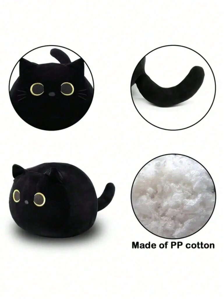 1 kpl söpö Kawaii Black Cat pehmotyynynukke - loma-/syntymäpäivälahja, kodinsisustus - valkoiset keltaiset silmät hinta ja tiedot | Pehmolelut | hobbyhall.fi