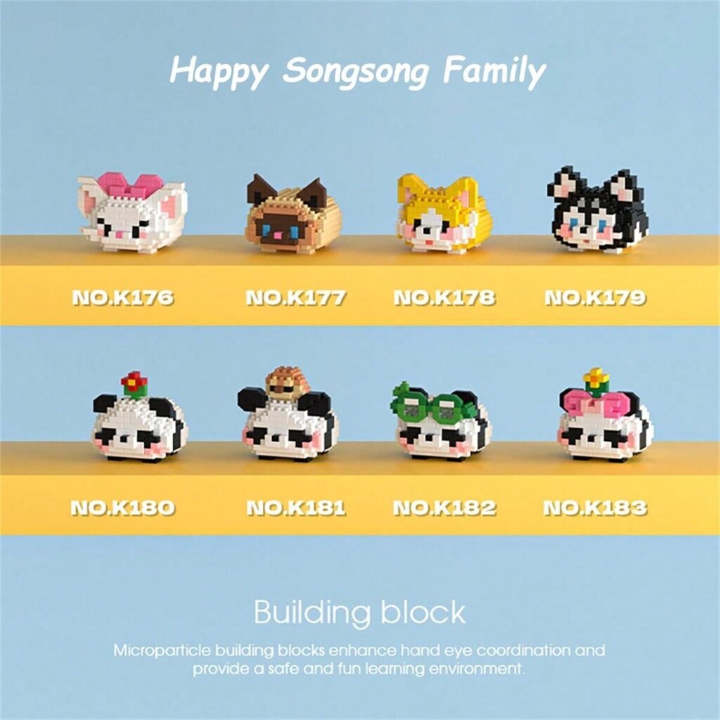 1 Cute Songsong Family Animal Building Blocks,DIY Animal Series -rakennuspalikat, syntymäpäivälahja, uudenvuodenlahja, joululahja. työpöydän koristelu, paineenpoisto, stressinpoisto, söpöt rakennuspalikat, rakennuspalikkakokoelma. satunnainen pakkaus, kot hinta ja tiedot | Pehmolelut | hobbyhall.fi