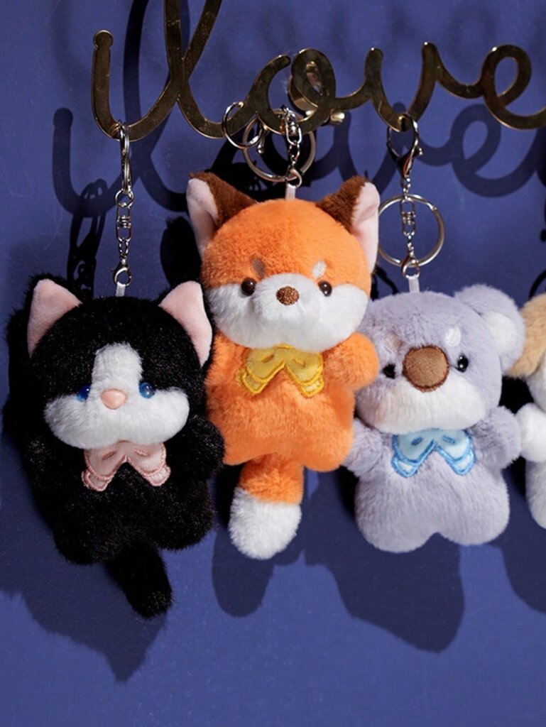 1kpl Mini Cat Charm, Koala & Fox Pehmoriippuvainen avaimenperä - Monivärinen hinta ja tiedot | Pehmolelut | hobbyhall.fi