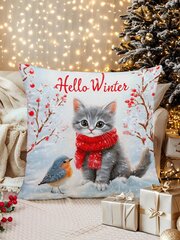 1kpl Christmas Cat & Snowy Bird -kuvioinen tyynynpäällinen, moderni kangas Pehmopainattu tyynyliina sohvalle Olohuoneen joulusisustus, ilman täyteainetta-Monivärinen-50*50 hinta ja tiedot | Pehmolelut | hobbyhall.fi