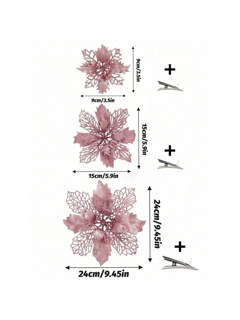 6 kpl tekojoulukukkia klipseillä, joulutähti kimaltelevalla koristeella, joulukuusenkoristeet, seppelekoristeet juhlajuhliin-pronssi-24cm hinta ja tiedot | Parranajokoneet | hobbyhall.fi