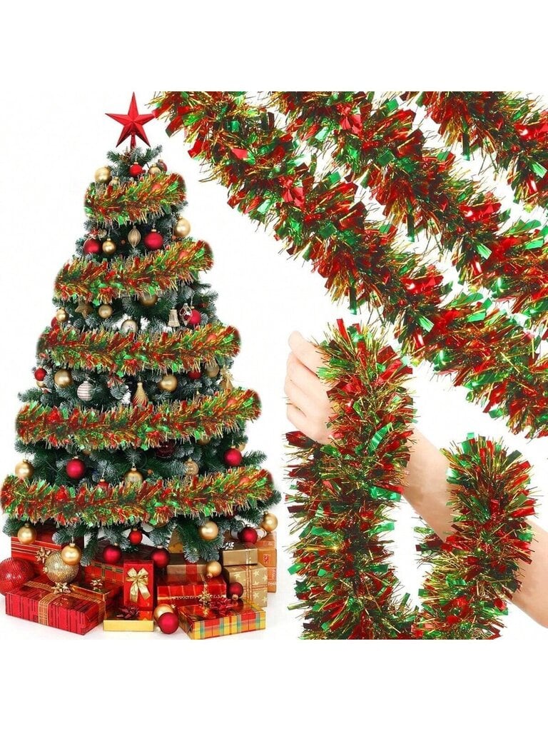 1/3/5 kpl Christmas Tinsel Garland Xmas Metallic Tinsel Twist Garland Glitter Joulukuusi Riippuva Seppele Sisustus Portaikko Kaide Kaiteet Sisällä Ulkona Ornamentti - Monivärinen hinta ja tiedot | Parranajokoneet | hobbyhall.fi