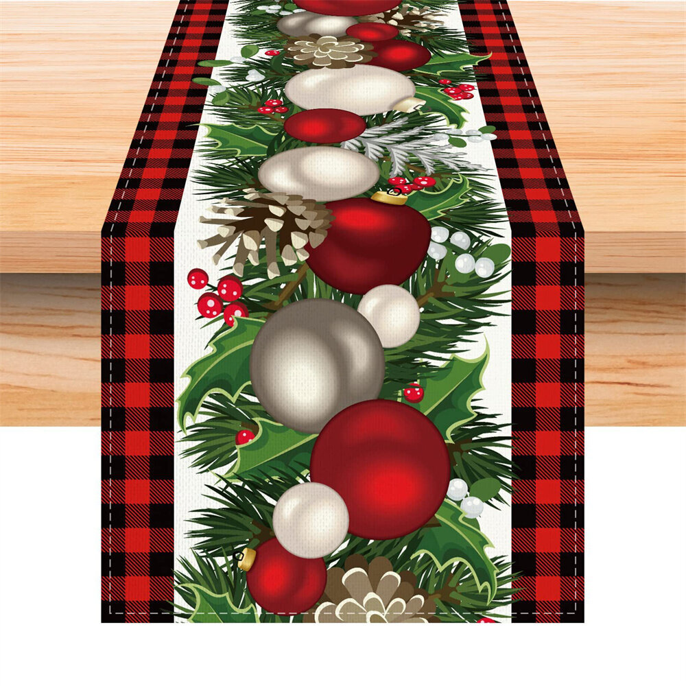 Mustavalkoinen Gingham Christmas Table Runner Buffalo Check Ruudullinen joulukoristeita Lomakodin keittiön sisustus hinta ja tiedot | Joulukuusen koristeet | hobbyhall.fi