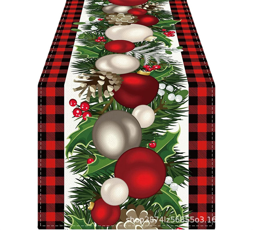 Mustavalkoinen Gingham Christmas Table Runner Buffalo Check Ruudullinen joulukoristeita Lomakodin keittiön sisustus hinta ja tiedot | Joulukuusen koristeet | hobbyhall.fi