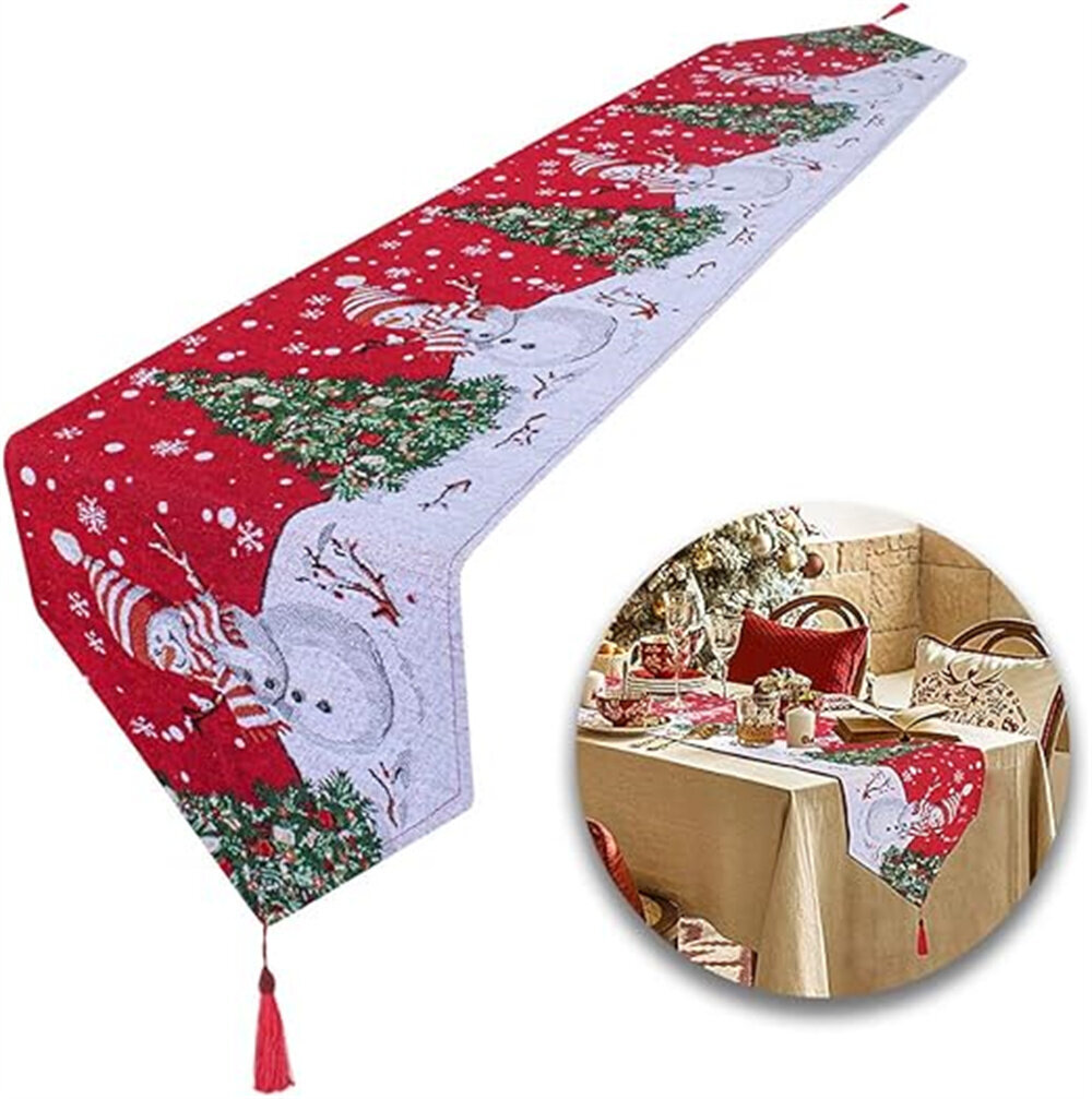 Christmas Table Runner, 1 kpl Juhlallinen joulupöytäliinakoristelu Joulupäivällinen pöytäkoristelu pöytäliina, joulupöytäkoristelu (200 x 34 cm) hinta ja tiedot | Joulukuusen koristeet | hobbyhall.fi