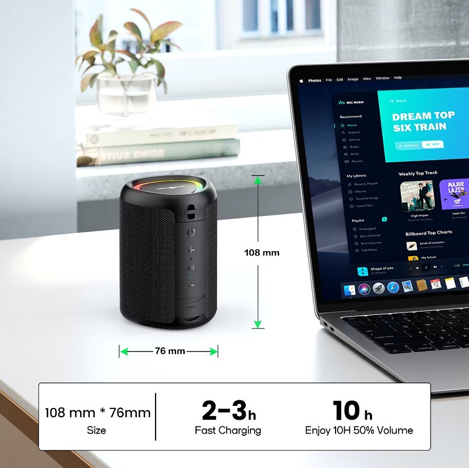 Mini kannettava ulkoinen Bluetooth-kaiutin Amazing Bass Langaton kaiutin BT5.3 TWS Connectivity Sound Box LED-valolla hinta ja tiedot | Kaiuttimet ja soundbarit | hobbyhall.fi