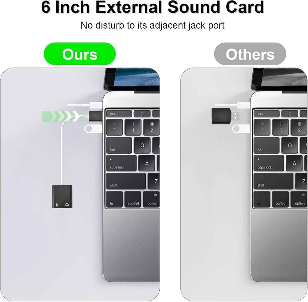 USB-äänisovitin, ulkoinen äänikortti PC:lle ja kannettavalle tietokoneelle, musta hinta ja tiedot | Adapterit | hobbyhall.fi