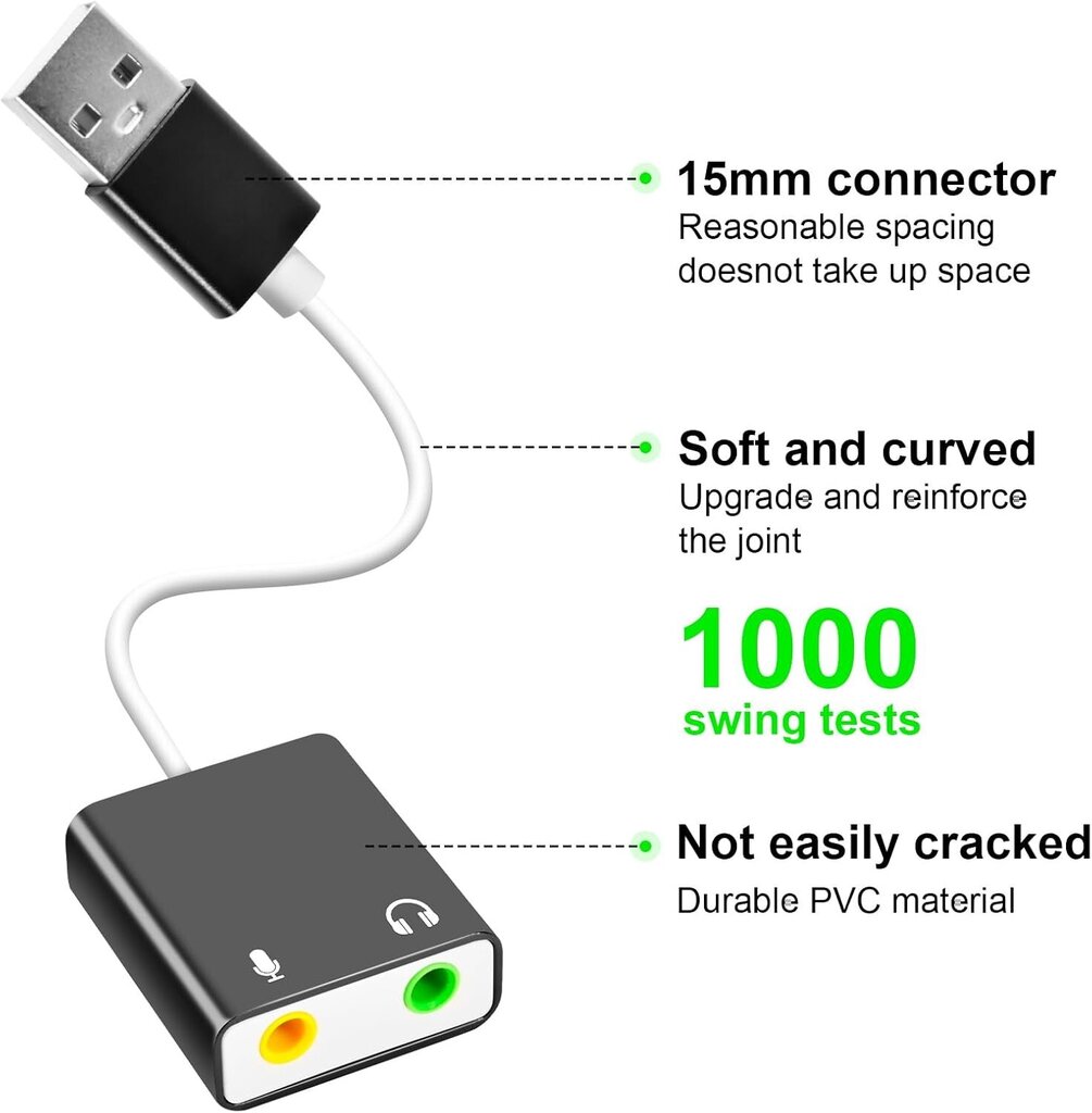 USB-äänisovitin, ulkoinen äänikortti PC:lle ja kannettavalle tietokoneelle, musta hinta ja tiedot | Adapterit | hobbyhall.fi