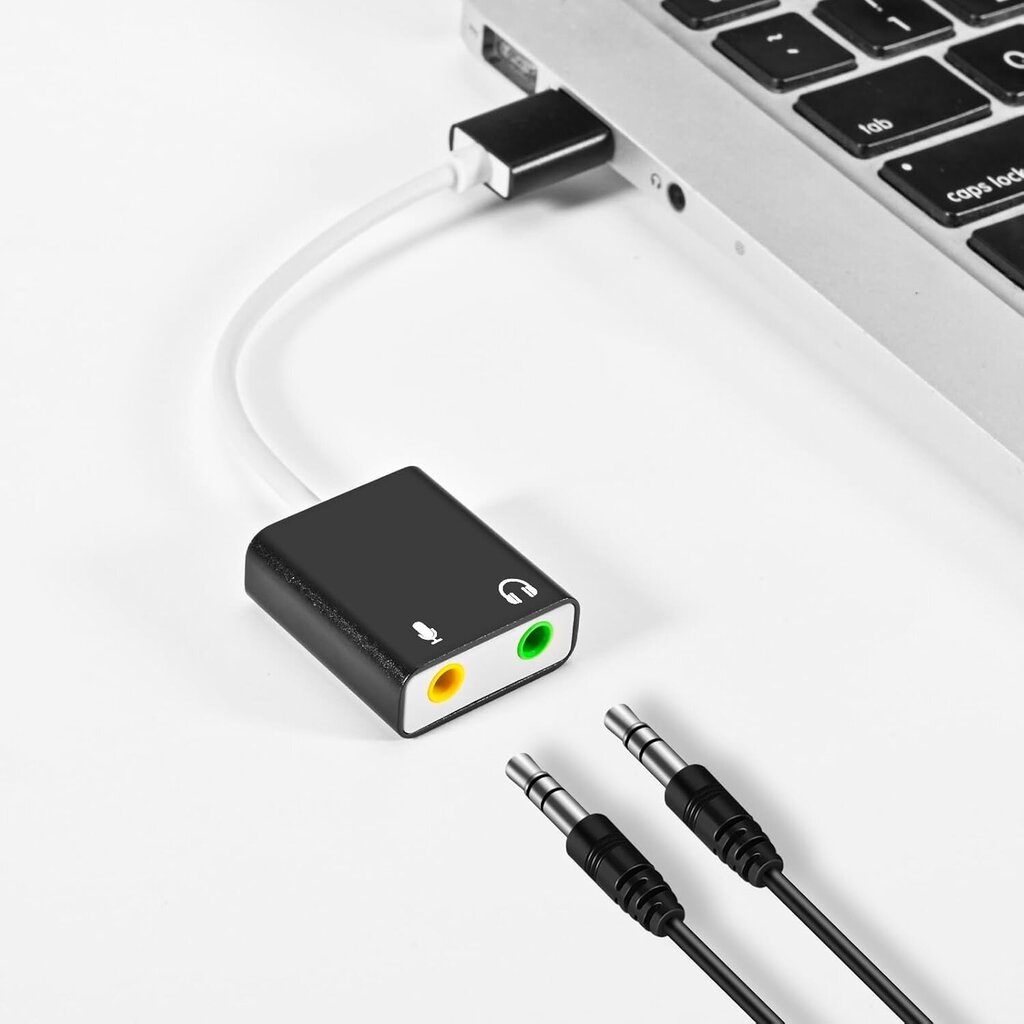 USB-äänisovitin, ulkoinen äänikortti PC:lle ja kannettavalle tietokoneelle, musta hinta ja tiedot | Adapterit | hobbyhall.fi