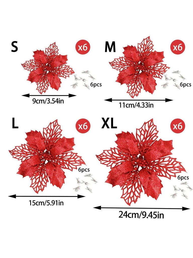 6 kpl/pakkaus Punainen keinotekoinen joulukukka klipsillä, puukoriste, seppeleelementti juhlajuhlakoristeeseen - pronssi-24cm hinta ja tiedot | Parranajokoneet | hobbyhall.fi
